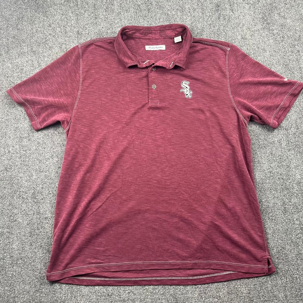Tommy Bahama Chicago White Sox Polo Shirt Mens XL Burgundy Tencel Modal MLB
